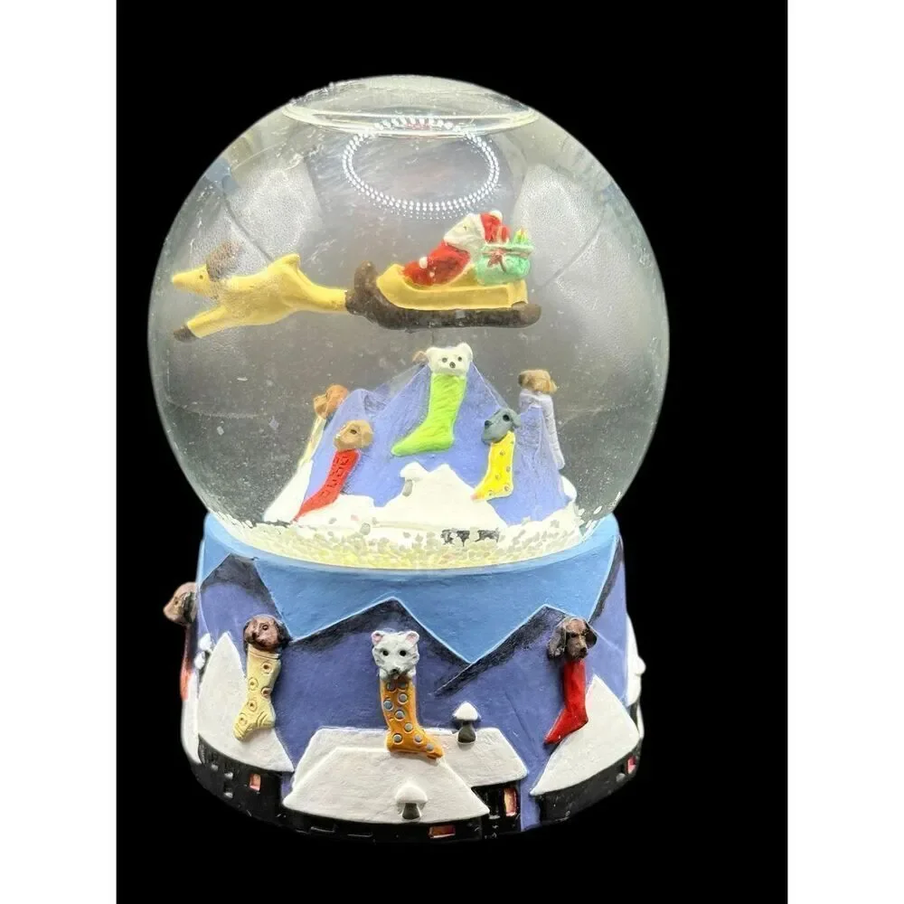 Neiman Marcus & Dept. 56 Collab Christmas 1991 Mini Snow Globe Santa & Sleigh
